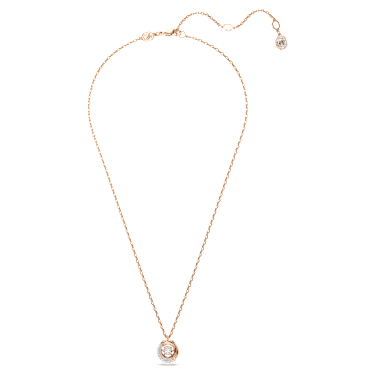 Colgante Dextera, Talla redonda, Blanco, Baño tono oro rosa - Swarovski, 5692257
