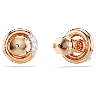 Dextera 耳釘, 圓形切割, 白色, 鍍玫瑰金色調 - Swarovski, 5692258