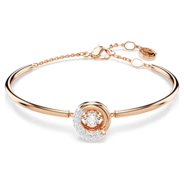 Dextera Armreif, Rundschliff, Weiß, Roségold-Legierungsschicht - Swarovski, 5692259