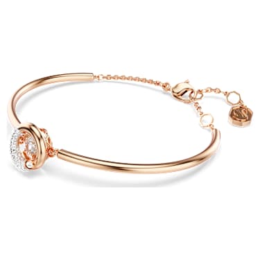 Dextera Armreif, Rundschliff, Weiß, Roségold-Legierungsschicht - Swarovski, 5692259