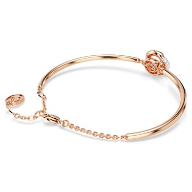 Dextera Armreif, Rundschliff, Weiß, Roségold-Legierungsschicht - Swarovski, 5692259