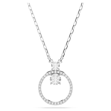 Constella pendant, Pavé, Round cut, White, Rhodium plated - Swarovski, 5692261