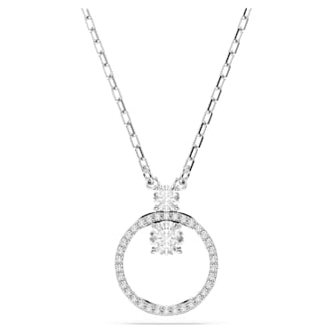 Constella pendant, Pavé, Round cut, White, Rhodium plated - Swarovski, 5692261