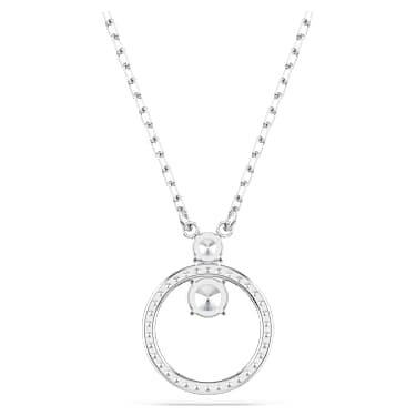 Constella pendant, Pavé, Round cut, White, Rhodium plated - Swarovski, 5692261