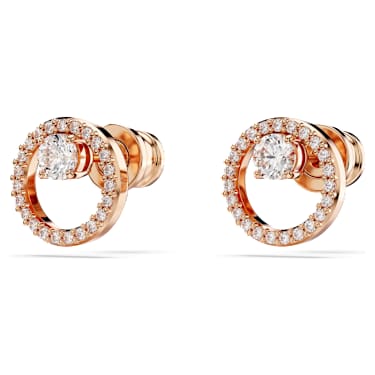 Cercei stud Constella, Tăietură rotundă, Albi, Finisaj din aur roz de 18k - Swarovski, 5692263