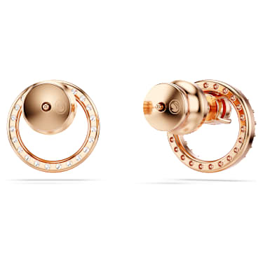 Constella stud earrings, Round cut, White, Rose gold-tone plated - Swarovski, 5692263