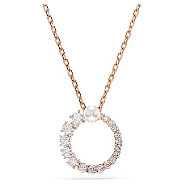 Matrix 펜던트, 크리스털 펄, 라운드 컷, 화이트, 로즈골드 톤 플래팅 - Swarovski, 5692265