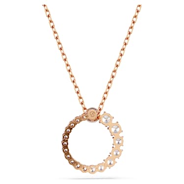 Obesek Matrix, Kristalni biser, Okrogli rez, Bel, V videzu rožnatega zlata 18K - Swarovski, 5692265