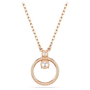 Constella pendant, Pavé, Round cut, White, Rose gold-tone plated - Swarovski, 5692266