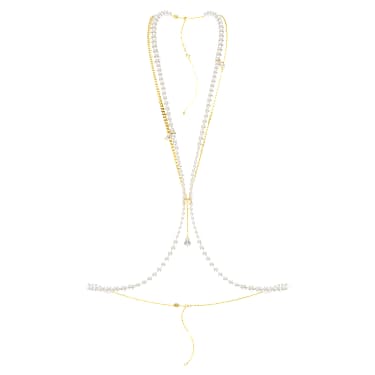 Chaîne de corps Idyllia, Perle de cristal, blanche, Placage de ton or - Swarovski, 5692401