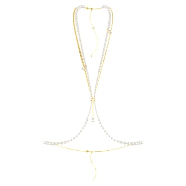 Chaîne de corps Idyllia, Perle de cristal, blanche, Placage de ton or - Swarovski, 5692401
