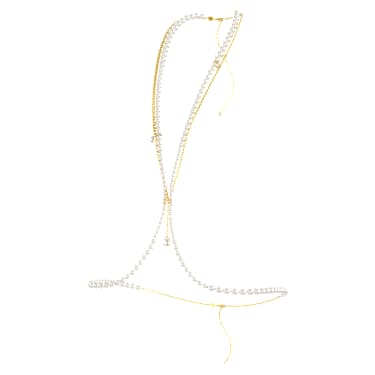 Chaîne de corps Idyllia, Perle de cristal, blanche, Placage de ton or - Swarovski, 5692401
