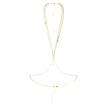 Chaîne de corps Idyllia, Perle de cristal, blanche, Placage de ton or - Swarovski, 5692401