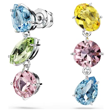 Gema 水滴形耳環, 非對稱設計, 混合式切割, 漸層色, 鍍白金色 - Swarovski, 5692406