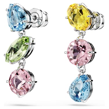 Gema 水滴形耳環, 非對稱設計, 混合式切割, 漸層色, 鍍白金色 - Swarovski, 5692406