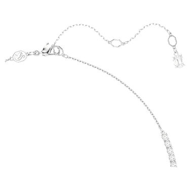 Matrix Y形項鏈, 水晶珍珠, 圓形切割, 白色, 鍍白金色 - Swarovski, 5692416