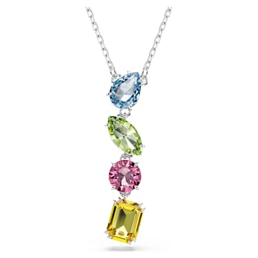 Gema Y-Anhänger, Verschiedene Schliffe, Mehrfarbig, Rhodiniert - Swarovski, 5692421