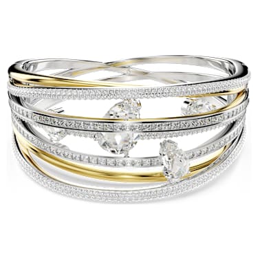 Hyperbola Armreif, Verschiedene Schliffe, Weiß, Metallmix - Swarovski, 5692423