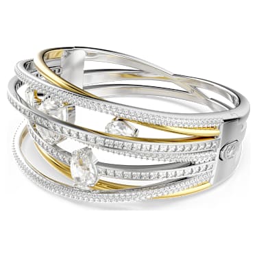 Hyperbola Armreif, Verschiedene Schliffe, Weiß, Metallmix - Swarovski, 5692423