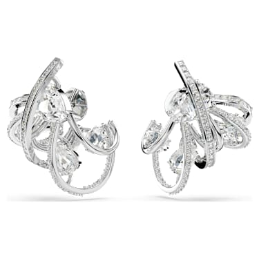 Boucle d'oreille manchette Hyperbola, Pièce d’exception, Tailles diverses, Blanc, Métal rhodié - Swarovski, 5692427