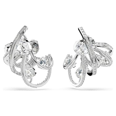 Boucle d'oreille manchette Hyperbola, Pièce d’exception, Tailles diverses, Blanc, Métal rhodié - Swarovski, 5692427