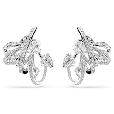 Boucle d'oreille manchette Hyperbola, Pièce d’exception, Tailles diverses, Blanc, Métal rhodié - Swarovski, 5692427