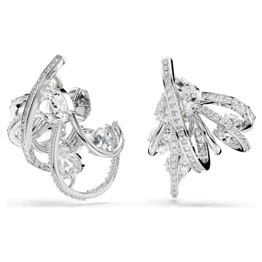 Boucle d'oreille manchette Hyperbola, Pièce d’exception, Tailles diverses, Blanc, Métal rhodié - Swarovski, 5692427