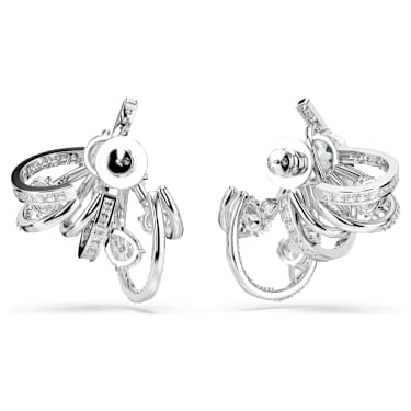 Boucle d'oreille manchette Hyperbola, Pièce d’exception, Tailles diverses, Blanc, Métal rhodié - Swarovski, 5692427