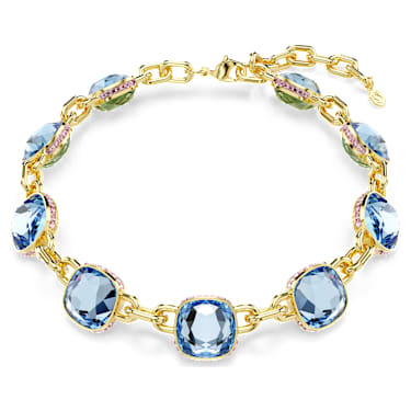 Chroma Tennis Halskette, Kissenschliff, Mehrfarbig, Goldlegierungsschicht - Swarovski, 5692482