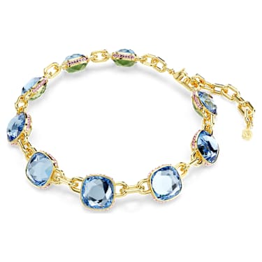Chroma Tennis Halskette, Kissenschliff, Mehrfarbig, Goldlegierungsschicht - Swarovski, 5692482