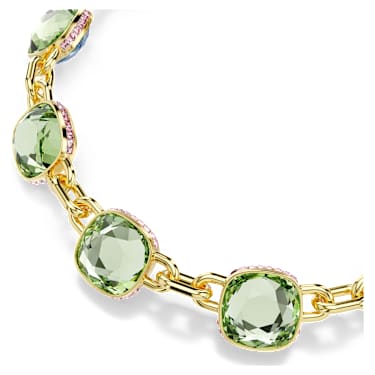 Chroma Tennis Halskette, Kissenschliff, Mehrfarbig, Goldlegierungsschicht - Swarovski, 5692482
