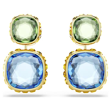 Długie kolczyki Chroma, Szlif poduszkowy, Różnokolorowe, Wykończenie z 18-karatowego złota - Swarovski, 5692492