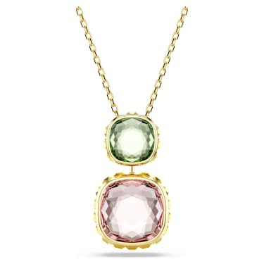 Chroma pendant, Cushion cut, Multicoloured, Gold-tone plated - Swarovski, 5692496