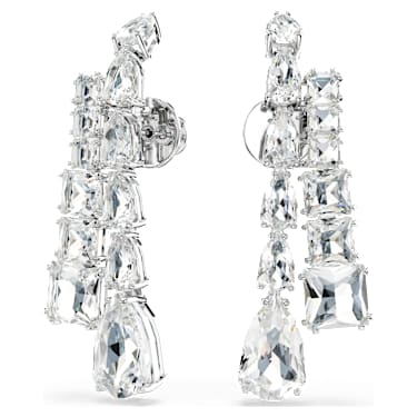 Matrix csepp alakú fülbevaló, Vegyes metszés, Fehér, Ródium bevonattal - Swarovski, 5692515