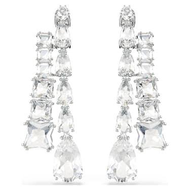 Pendants d'oreilles Matrix, Tailles variées, Blanches, Métal rhodié - Swarovski, 5692515