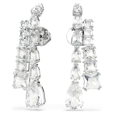 Matrix csepp alakú fülbevaló, Vegyes metszés, Fehér, Ródium bevonattal - Swarovski, 5692515