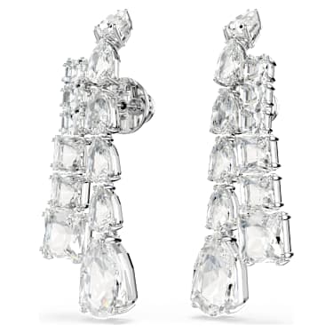 Matrix csepp alakú fülbevaló, Vegyes metszés, Fehér, Ródium bevonattal - Swarovski, 5692515