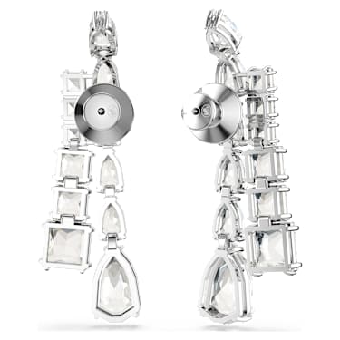 Matrix csepp alakú fülbevaló, Vegyes metszés, Fehér, Ródium bevonattal - Swarovski, 5692515