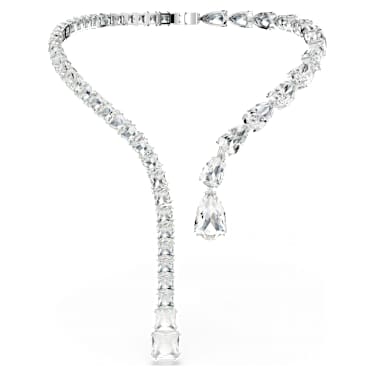 Matrix 開口項鏈, 混合式切割, 白色, 鍍白金色 - Swarovski, 5692517