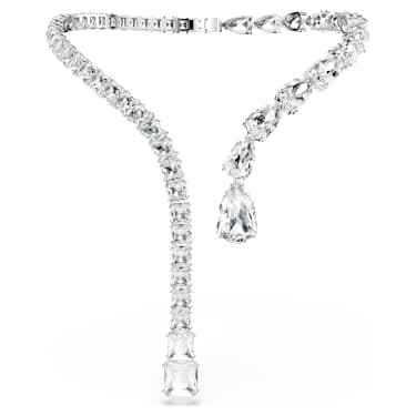 Matrix 開口項鏈, 混合式切割, 白色, 鍍白金色 - Swarovski, 5692517