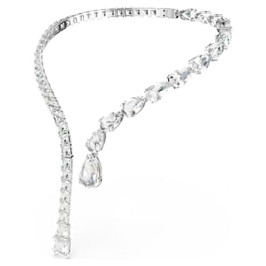 Matrix 開口項鏈, 混合式切割, 白色, 鍍白金色 - Swarovski, 5692517