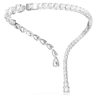 Matrix 開口項鏈, 混合式切割, 白色, 鍍白金色 - Swarovski, 5692517