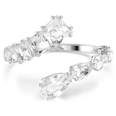 Matrix 뱅글, 믹스 컷, 화이트, 로듐 플래팅 - Swarovski, 5692519