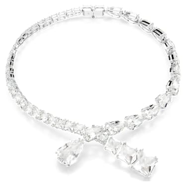 Matrix necklace, Mixed cuts, White, Rhodium plated - Swarovski, 5692521