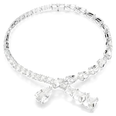 Matrix necklace, Mixed cuts, White, Rhodium plated - Swarovski, 5692521
