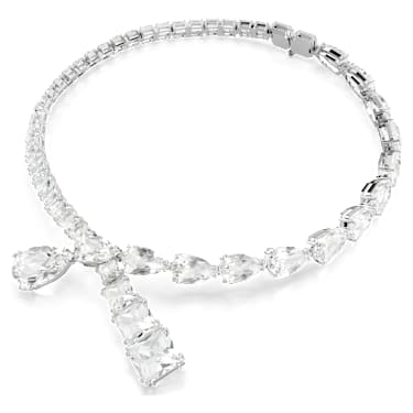 Matrix necklace, Mixed cuts, White, Rhodium plated - Swarovski, 5692521