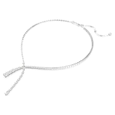 Matrix Y necklace, Mixed cuts, White, Rhodium plated - Swarovski, 5692533