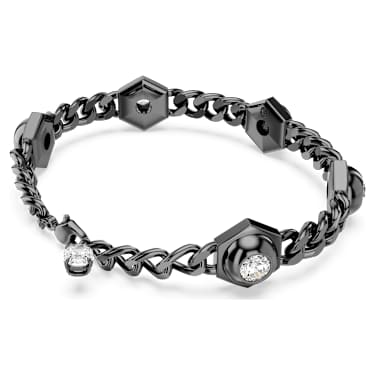 Brățară Numina, Tăietură rotundă, Negru, Placat cu ruteniu - Swarovski, 5692605