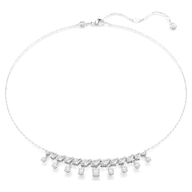 Idyllia 項鏈, 混合式切割, 雪花, 白色, 鍍白金色 - Swarovski, 5692637