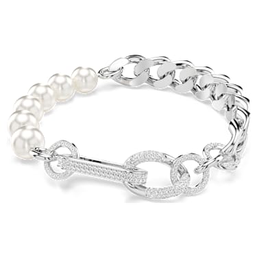Bracelet Dextera, Perle de cristal, Liens mélangés, Blanc, Métal rhodié - Swarovski, 5692743